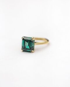 Green Asscher Promise Ring