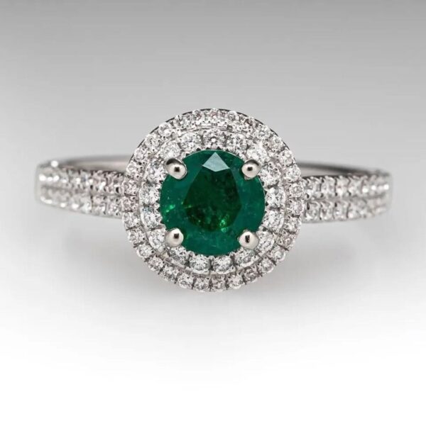 Round Double Halo Ring
