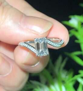 White Emerald Solitaire Ring