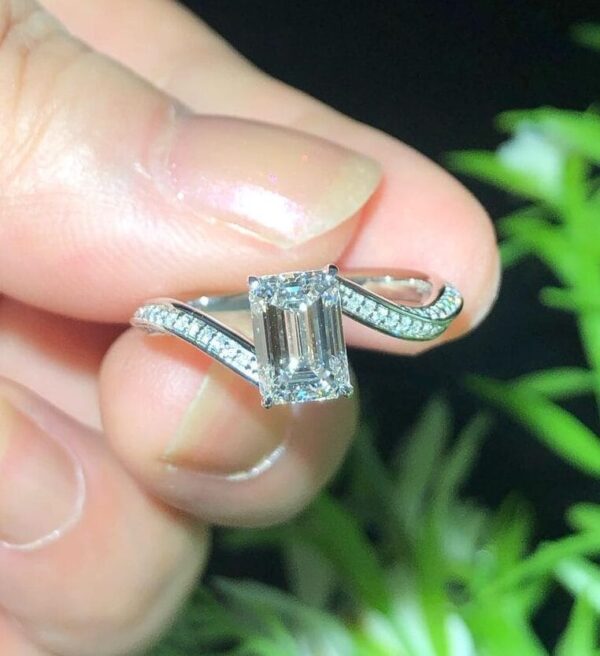 White Emerald Solitaire Ring