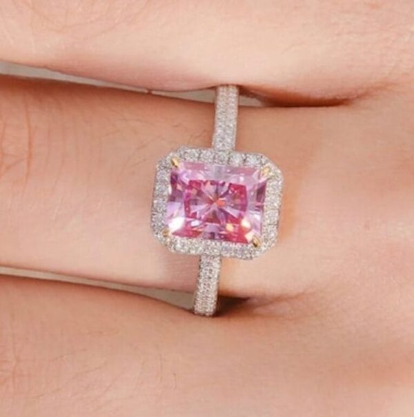 Pink Radiant Halo Ring