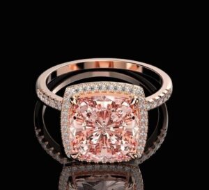 Pink Cushion Engagement Ring
