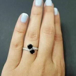 Black Round Engagement Ring