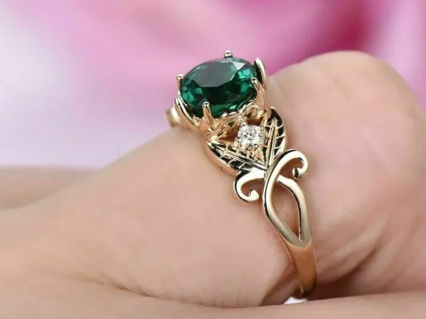 Dainty 2.60Ct Green Round Cut Solitaire Perfect Anniversary Ring For Wife | Designer Ring - Image 3
