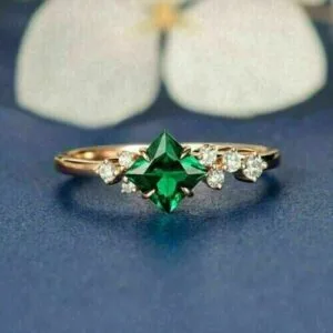 Green Princess Solitaire Ring