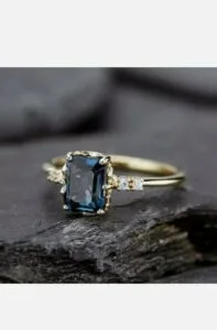 Blue Emerald Anniversary Ring