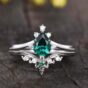 Pear Wedding Ring Set