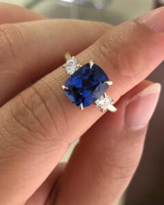 Cushion Three Stone Ring