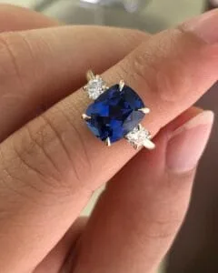Cushion Three Stone Ring