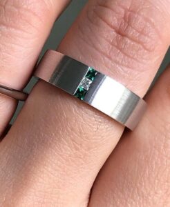 Emerald Prong Engagement Band