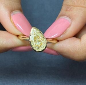 Pear Bezel Birthday Ring