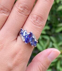 Blue Marquise Solitaire Ring