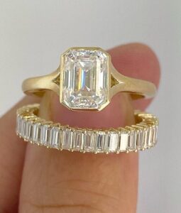 Emerald Engagement Ring Set