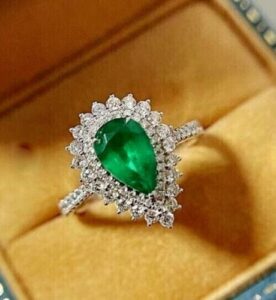 Pear Double Halo Ring