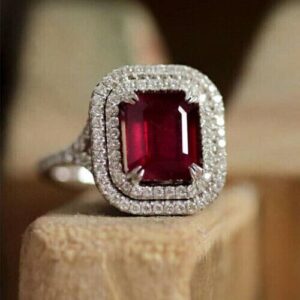 Emerald Double Halo Ring