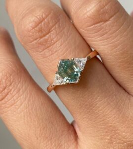 Aquamarine Hexagon Anniversary Ring