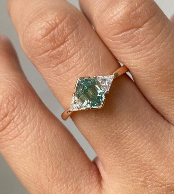 Aquamarine Hexagon Anniversary Ring
