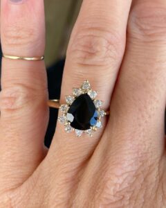 Pear Halo Anniversary Ring