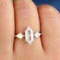 Hexagon Three Stone Ring