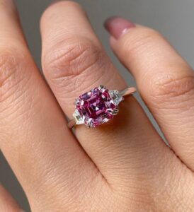 Pink Asscher Cut Ring