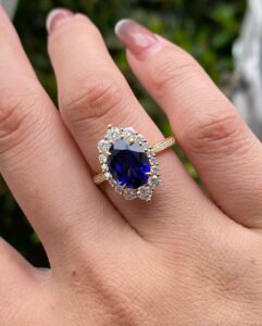 Blue Oval Wedding Ring