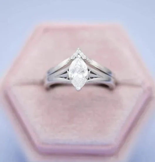 Marquise Solitaire Ring Set