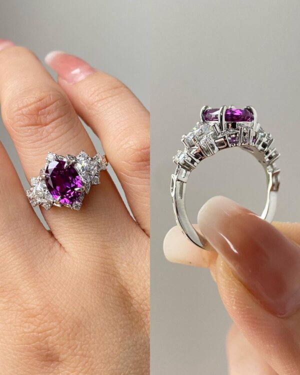 Wonderful 2.8Ct Purple Oval Cut Solitaire Perfect Birthday Gift Ring For Her | Party Wear Ring - Image 3