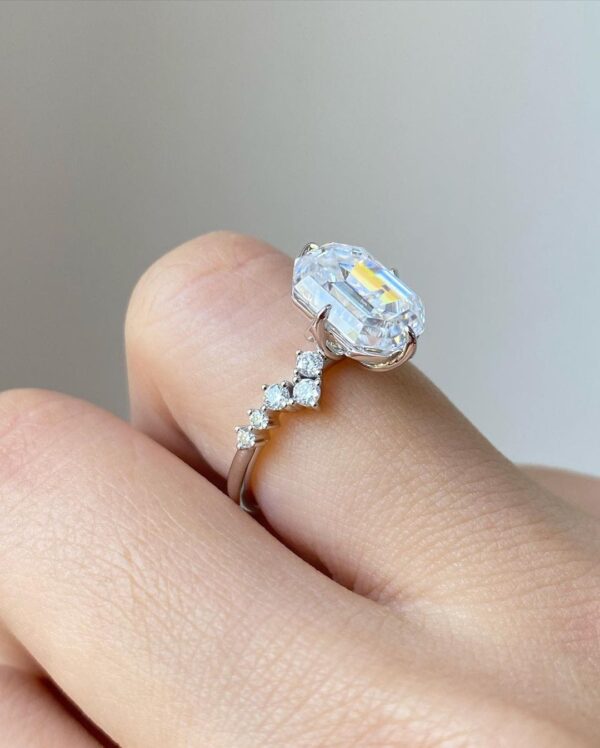 Awesome 2.8Ct White Emerald Cut Solitaire Best Engagement Ring For Fiancee | Proposal Ring For Her - Image 3
