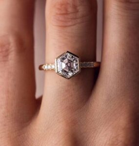 Hexagon Bezel Engagement Ring
