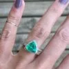 Delicate 2.8Ct Green Triangle Cut Halo Perfect Birthday Gift Ring | Forever One Ring - Image 2