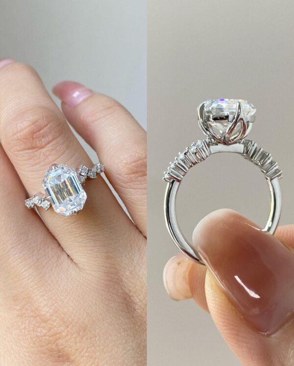 Awesome 2.8Ct White Emerald Cut Solitaire Best Engagement Ring For Fiancee | Proposal Ring For Her - Image 4