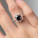 Black Cushion Halo Ring