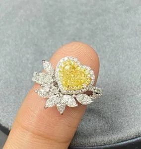 Yellow Heart Halo Ring