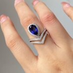 Pear Halo Wedding Ring
