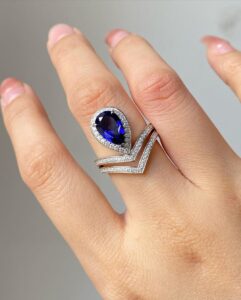 Pear Halo Wedding Ring