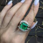 Green Emerald Solitaire Ring