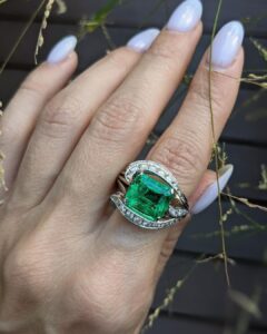 Green Emerald Solitaire Ring
