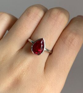 Pear Bezel Birthday Ring