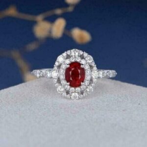 Oval Double Halo Ring