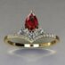 Red Pear Solitaire Ring