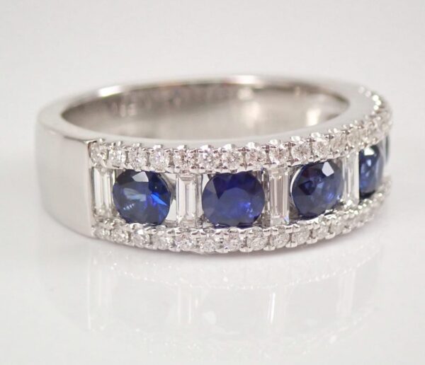 Pretty 2.80Ct Blue Round Cut Half Eternity Best Engagement Band Ring For Fiancée | Luxury Jewelry - Image 2