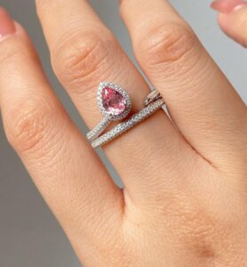Pear Halo Anniversary Ring