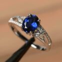Blue Oval Solitaire Ring