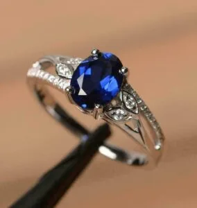 Blue Oval Solitaire Ring