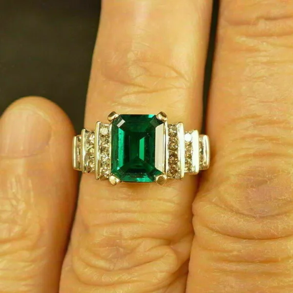 Green Emerald Solitaire Ring