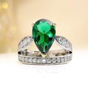 Green Pear Cut Ring
