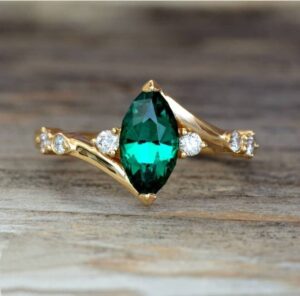Green Marquise Solitaire Ring