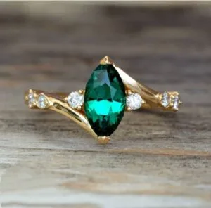 Green Marquise Solitaire Ring