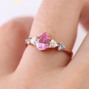 Pear Solitaire Anniversary Ring