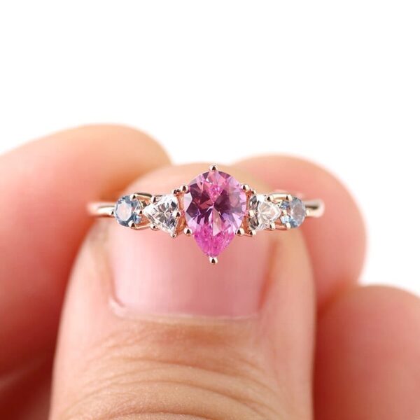 Pretty 2.5Ct Pink Pear Cut Solitaire Perfect Anniversary Gift Ring For Wife | Forever One Ring - Image 4